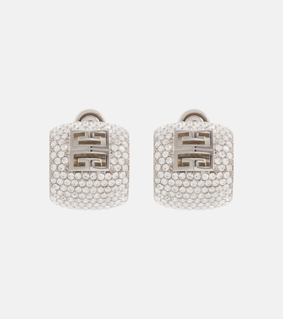 Shop Givenchy 4g Crystal-embellished Earrings In Silver