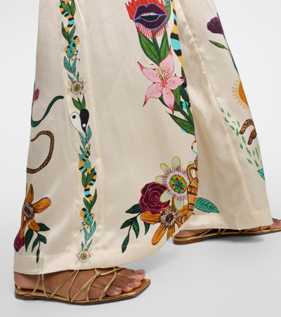 Shop Alemais Alémais Meagan High-rise Silk Wide-leg Pants In Multicoloured