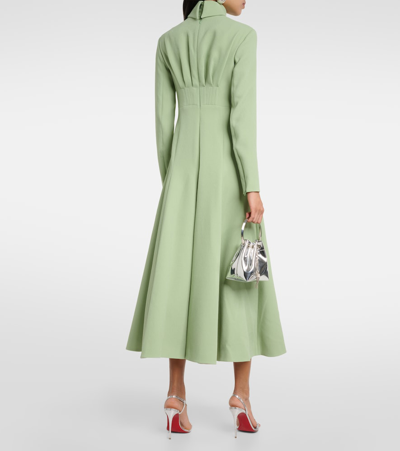 Shop Emilia Wickstead Oakley Pleated Crêpe Midi Dress In Green