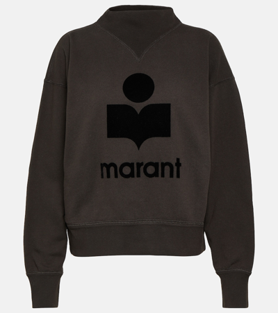 Shop Marant Etoile Moby Logo Cotton-blend Sweatshirt In Black