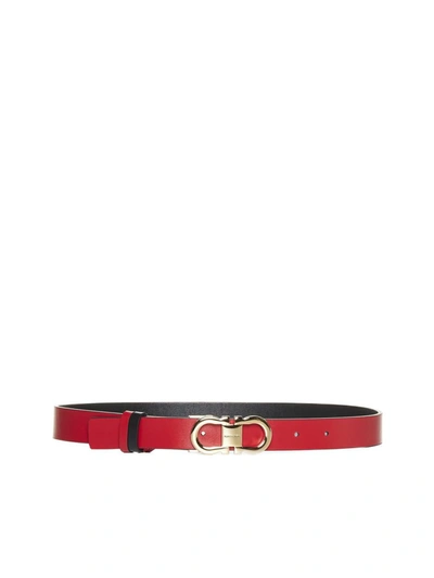 Shop Ferragamo Belts In Nero || Flame Red