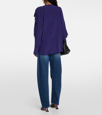 Shop Victoria Beckham Ruffled Silk Blouse In Purple
