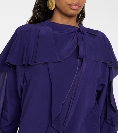 Shop Victoria Beckham Ruffled Silk Blouse In Purple