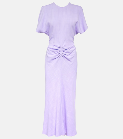 Shop Victoria Beckham Gathered Midi Dress In Purple