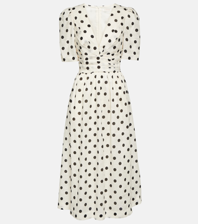 Shop Zimmermann Polka-dot Linen Midi Dress In White