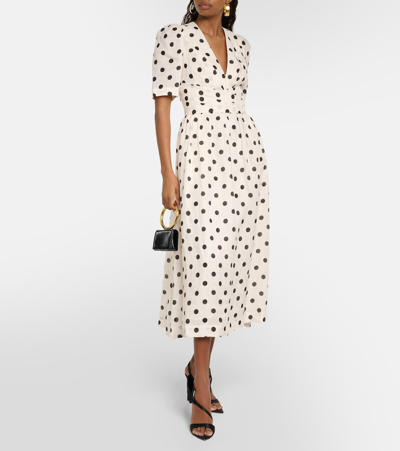 Shop Zimmermann Polka-dot Linen Midi Dress In White