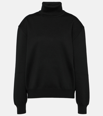 Shop Alaïa Wool-blend Turtleneck Sweater In Black
