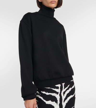 Shop Alaïa Wool-blend Turtleneck Sweater In Black