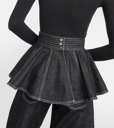 Shop Alaïa Peplum Denim Belt In Blue