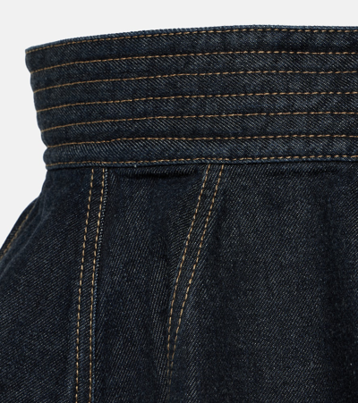 Alaïa Peplum Denim Belt In Blue
