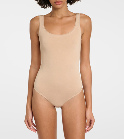 Shop Wolford Jamaika Bodysuit In Beige