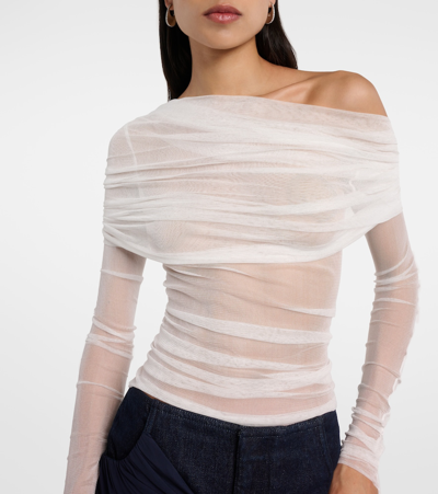 Christopher Esber Draped Silk Top In White
