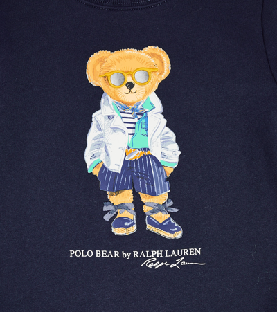 Shop Polo Ralph Lauren Polo Bear Cotton Fleece Dress In Blue