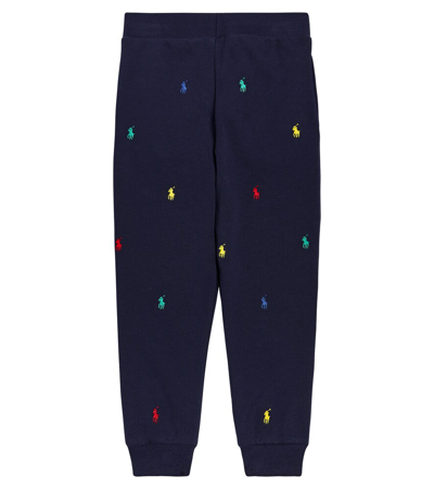 Polo Ralph Lauren Embroidered Cotton-blend Sweatpants In Blue