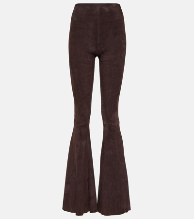 Stouls Cherilyn High-rise Suede Flared Pants In Brown