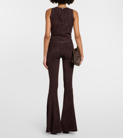 Stouls Cherilyn High-rise Suede Flared Pants In Brown