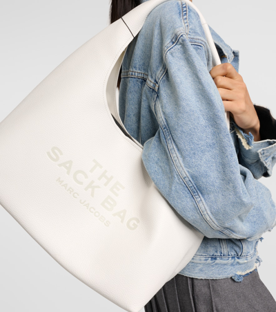Shop Marc Jacobs The Sack Leather Tote Bag In White