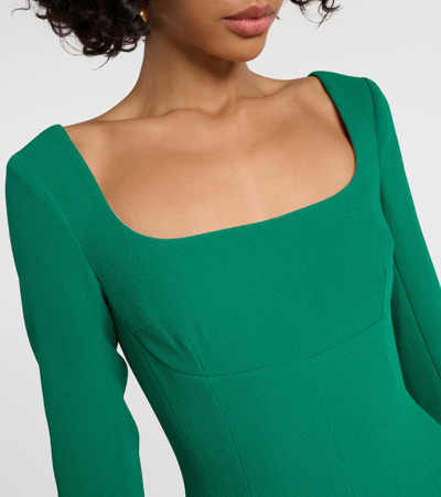 Emilia Wickstead Square-neck Pleated Crepe Midi Dress In Green