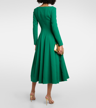 Emilia Wickstead Square-neck Pleated Crepe Midi Dress In Green