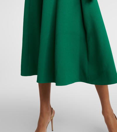 Emilia Wickstead Square-neck Pleated Crepe Midi Dress In Green