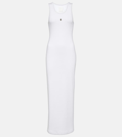 Shop Givenchy Ribbed-knit Cotton Jersey Maxi Dress In White