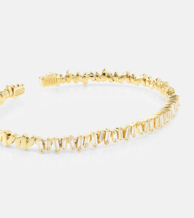 Suzanne Kalan Classic 18kt Gold Bangle With Diamonds In Gold
