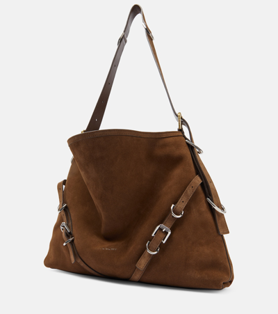 Shop Givenchy Voyou Medium Suede Shoulder Bag In Brown