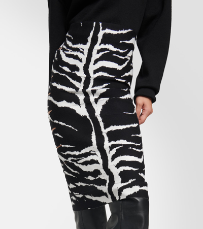 Shop Alaïa Zebra-printed High-rise Midi Skirt In Multicoloured