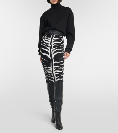 Alaïa Zebra-print Pencil Skirt With Cutout Detail In Multicoloured