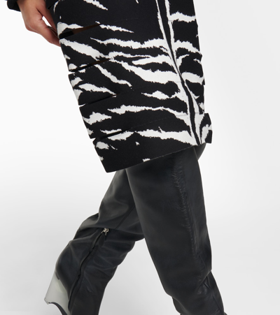 Shop Alaïa Zebra-printed High-rise Midi Skirt In Multicoloured