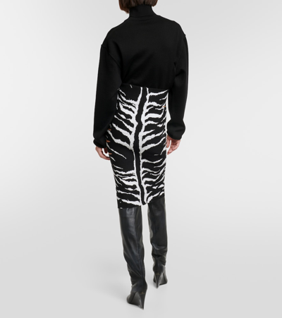 Alaïa Zebra-print Pencil Skirt With Cutout Detail In Multicoloured