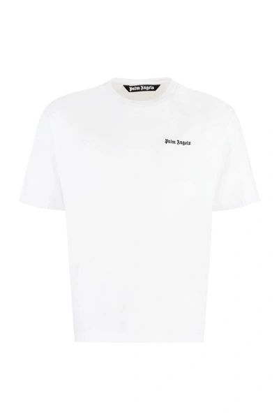 Palm Angels Embroidered-logo Crew-neck T-shirt In White