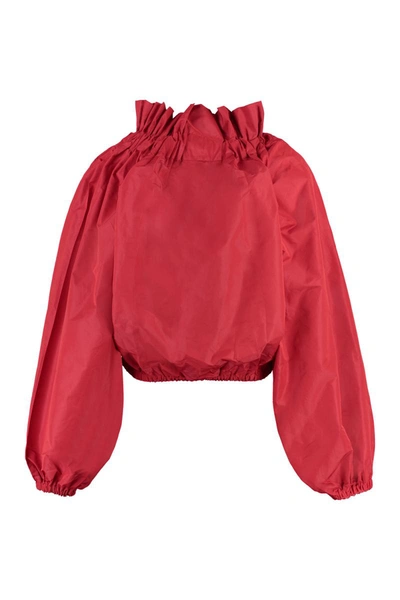 Shop Patou Ruffled Cotton Blouse In Red