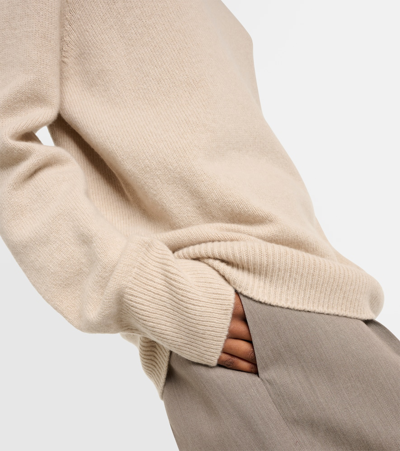 The Row Stepny Oversized Wool And Cashmere-blend Turtleneck Sweater In Beige