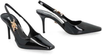 Shop Versace Patent Leather Slingback Pumps In Black