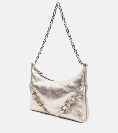 Shop Givenchy Voyou Party Metallic Leather Shoulder Bag In Gold