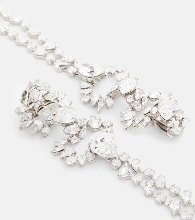 Shop Saint Laurent Crystal-embellished Drop Earrings In Silver