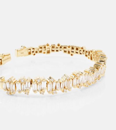 Suzanne Kalan Shimmer Audrey 18kt Gold Bangle With Diamonds In Gold