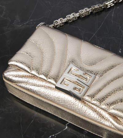 Shop Givenchy 4g Soft Micro Metallic Leather Shoulder Bag In Gold