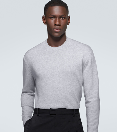 Shop Bottega Veneta Intrecciato Leather And Cashmere Sweater In Grey