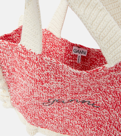 Shop Ganni Crochet Tote Bag In Multicoloured