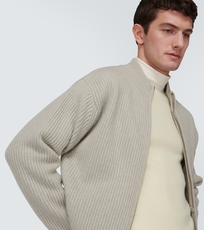 Shop Le Kasha Hanoi Cashmere Zip-up Sweater In Neutrals