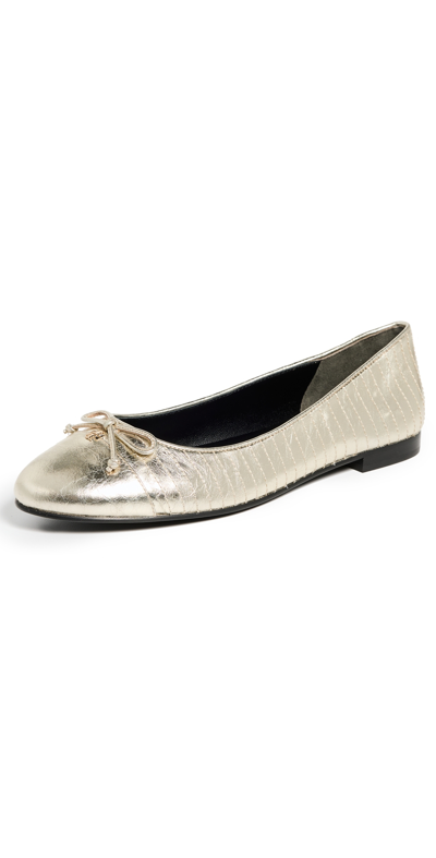 Shop Tory Burch Quilted Bow Ballet Flats Spark Gold 5.5