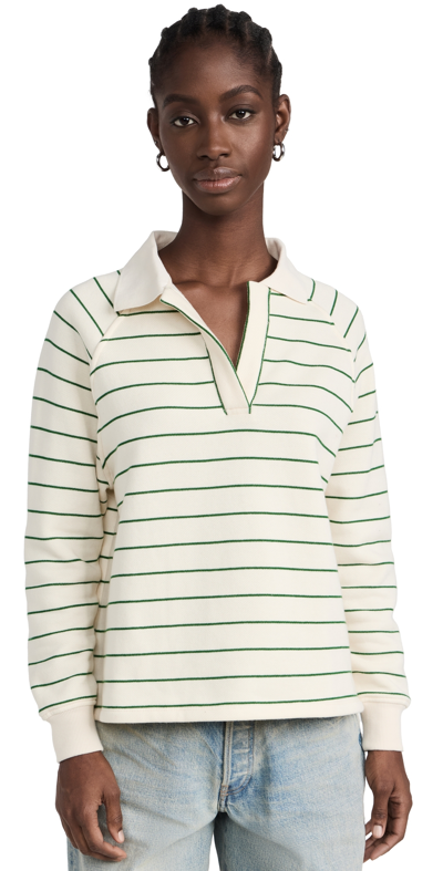 Shop Mwl By Madewell Betterterry Polo Sweatshirt In Stripe River Stripe