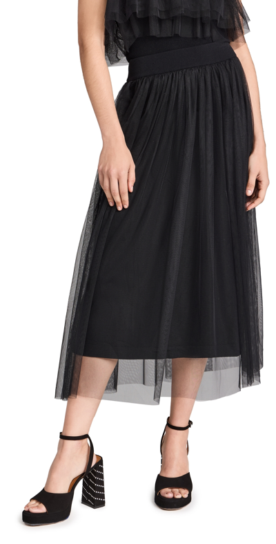 Shop Autumn Cashmere Gathered Skirt With Tulle Black