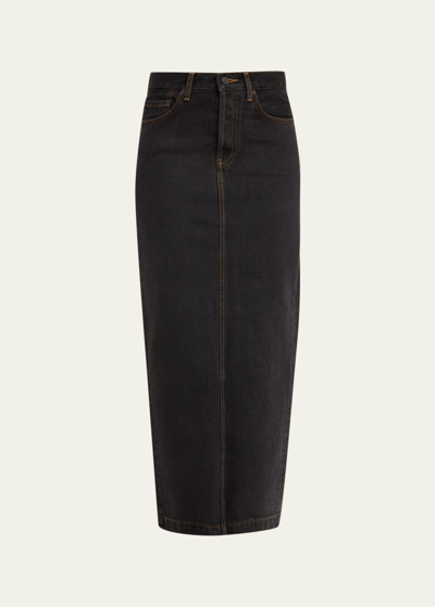 Shop Wardrobe.nyc Denim Column Skirt In Black