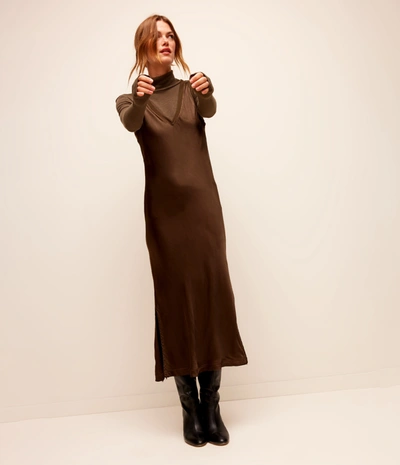 Michael Stars Randi Satin Midi Dress In 18 Karat