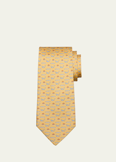 Shop Ferragamo Men's Animali Printed Silk Tie In Fgiallo