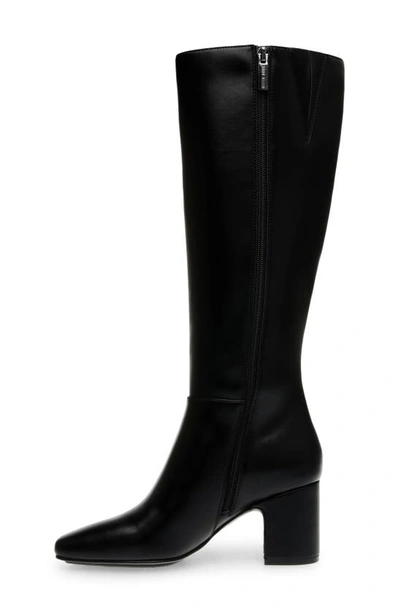 Shop Anne Klein Taesa Block Heel Knee High Boot In Black Smooth