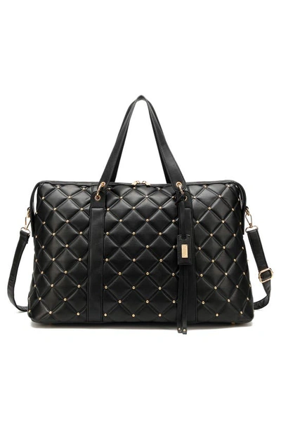 Shop Badgley Mischka Quilted Weekend Duffle Bag In Black